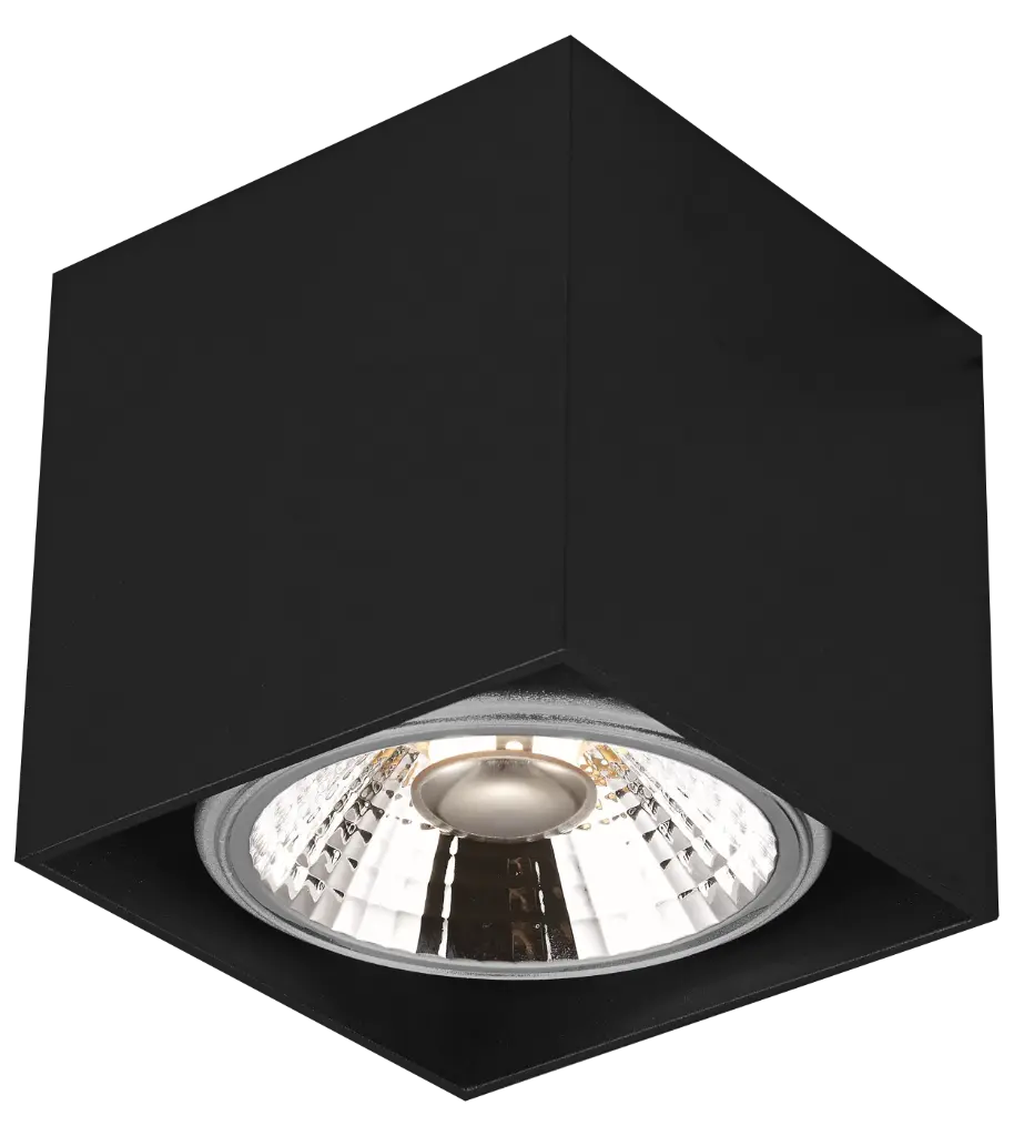 BOX-1L vierkant zwart incl. AR111 12,4W 2700K