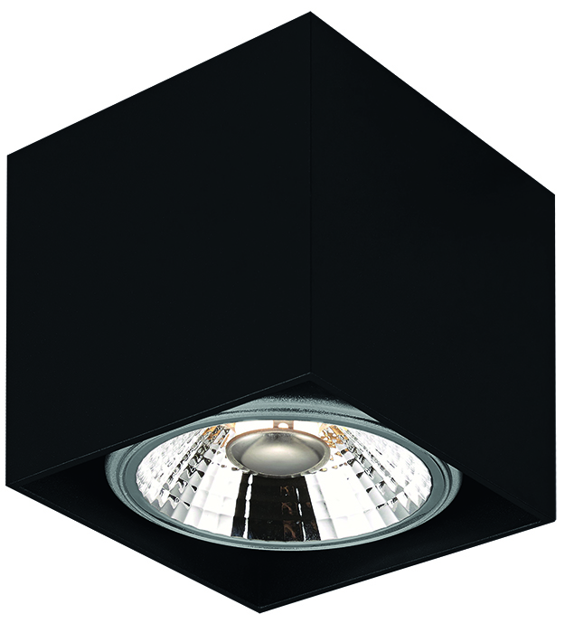 BOX-1L vierkant zwart incl. AR111 12,4W 2700K