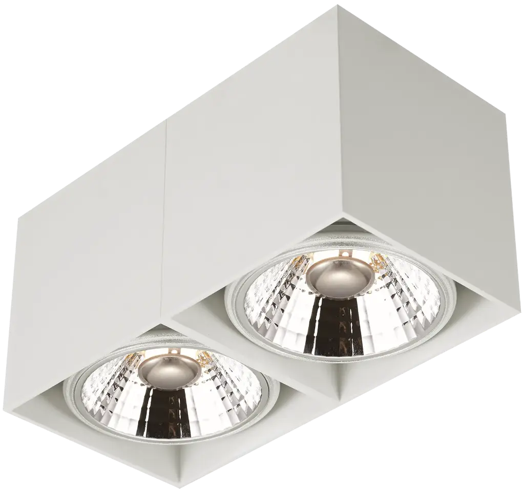 BOX-2L vierkant wit incl. 2x AR111 12,4W 2700K