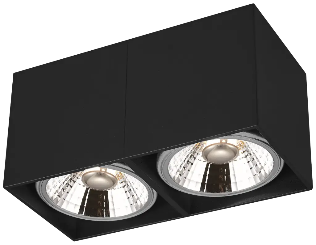 BOX-2L vierkant zwart incl. 2x AR111 12,4W 2700K