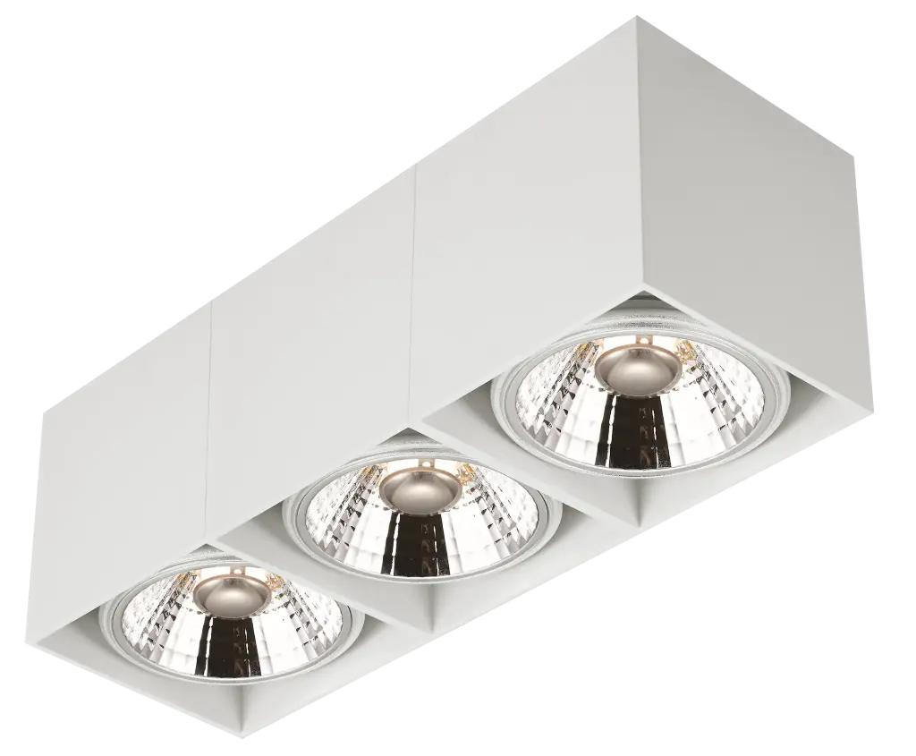 BOX-3L vierkant wit incl. 3x AR111 12,4W 2700K
