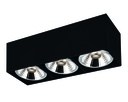 BOX-3L vierkant zwart incl. 3x AR111 12,4W 2700K