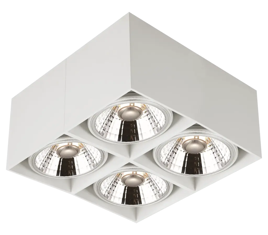 BOX-4L vierkant wit incl. 4x AR111 12,4W 2700K