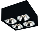 BOX-4L vierkant zwart incl. 4x AR111 12,4W 2700K