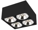 BOX-4L vierkant zwart incl. 4x AR111 12,4W 2700K
