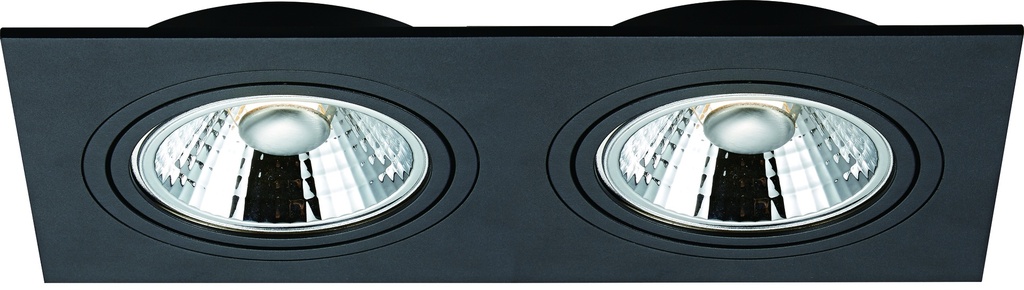 ZOOM AR111 SQ 2L inbouwspot zwart incl. 2x AR111 12,4W 2700K