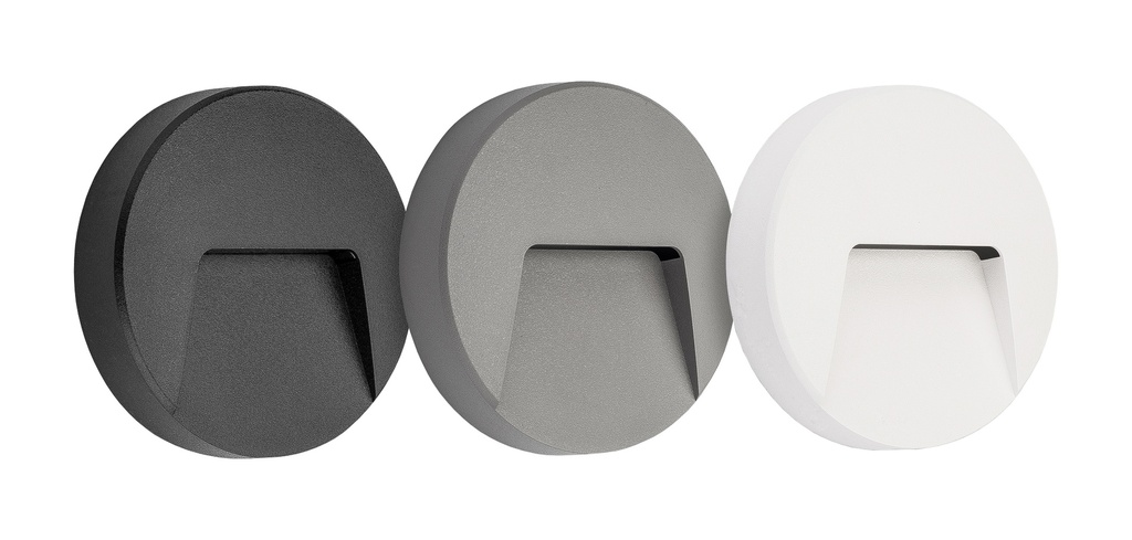 SIBO LED 310Lm 2,8W rond, cover zwart, wit, grijs IP65