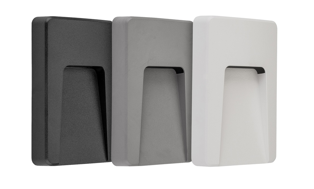 SIBO LED 310Lm 2,8W rechthoek, cover zwart, wit, grijs IP65