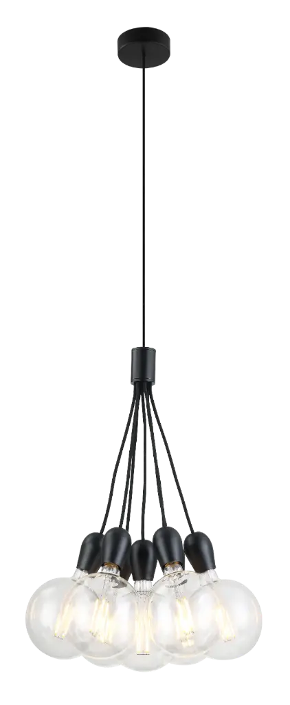 KOBAR pendel zwart/zwart 7x E27