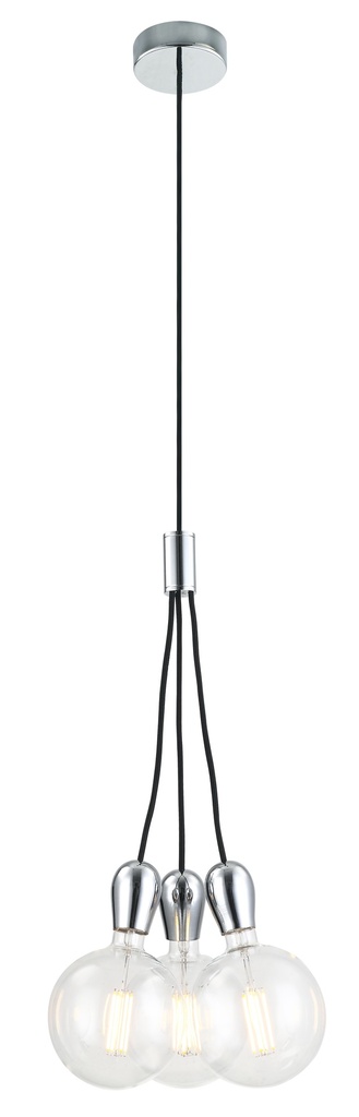 KOBAR pendel zwart/chrome 3x E27