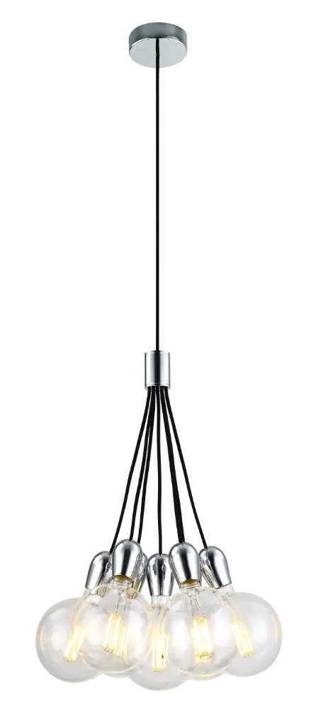 KOBAR pendel zwart/chrome 7x E27