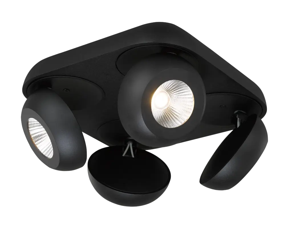 OLEO plafonier dimbaar 4x7W LED 3000K zwart