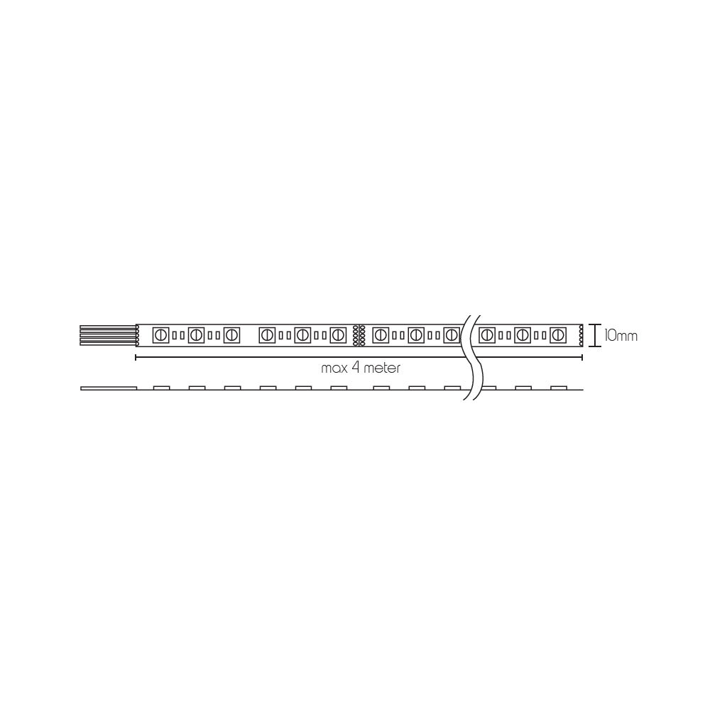 RGBW LED Strip per 10cm 24V 19,2W/m 660Lm/m width 10mm IP20