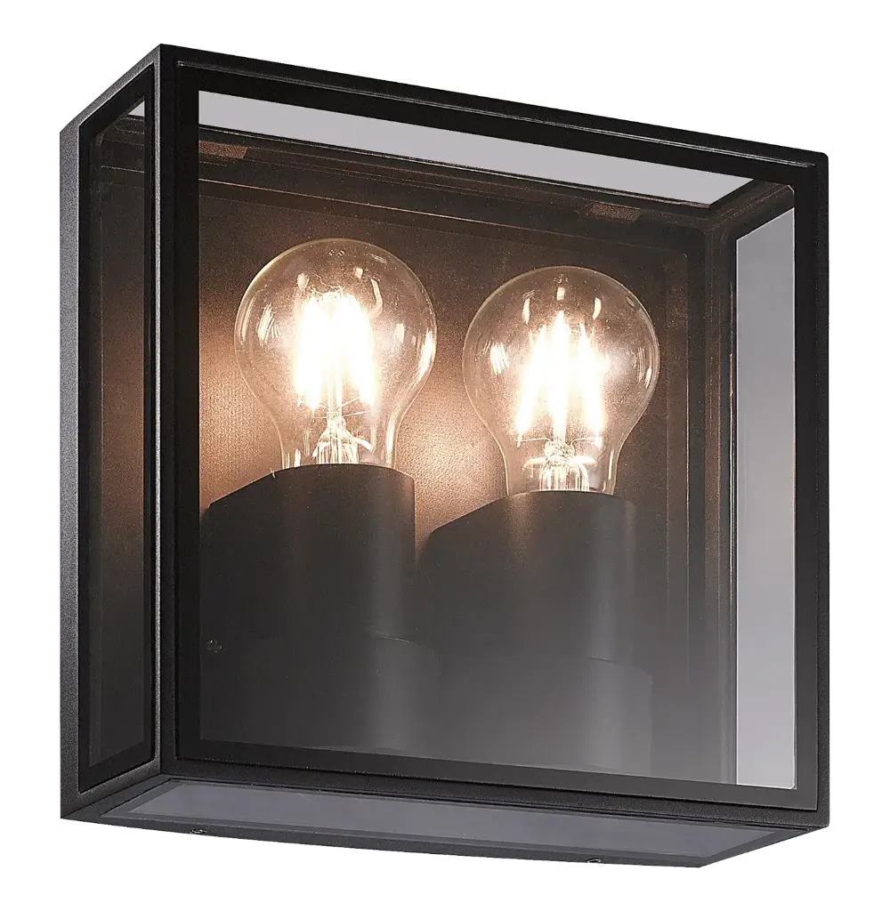 KELSO wandlicht 2xE27 max 15W IP65 mat zwart