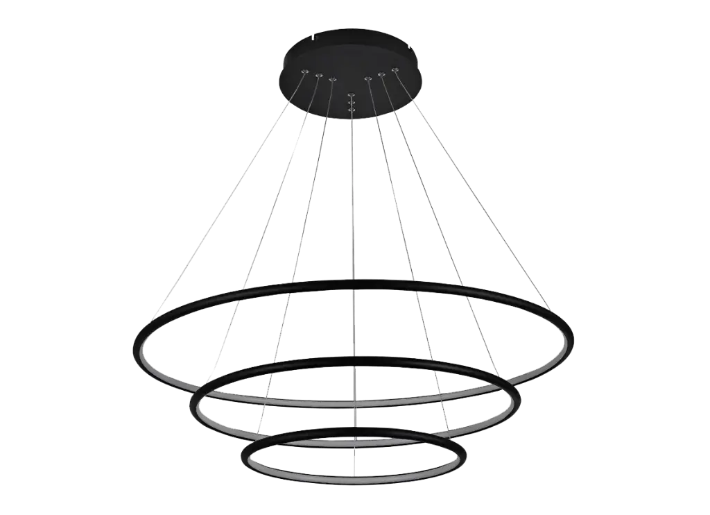 ANNU LED Pendel 3rings 99W 3465Lm SMD 3000K dimbaar ø800+600+400mm zwart 3m kabel