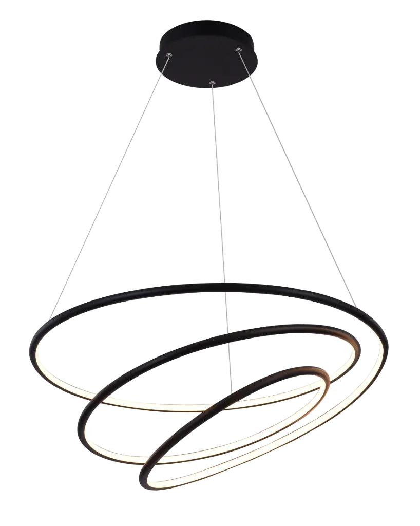 BOA Pendule 88W 3080Lm SMD 3000K dimmable ø730mm NOIR XL 3m