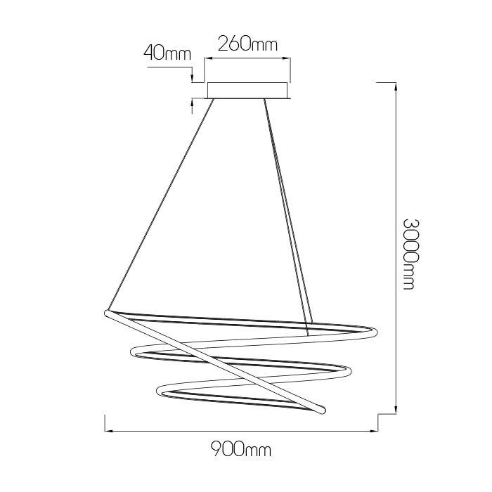 BOA LED Pendel 105W SMD 3000K dimbaar ø900mm wit 3m kabel