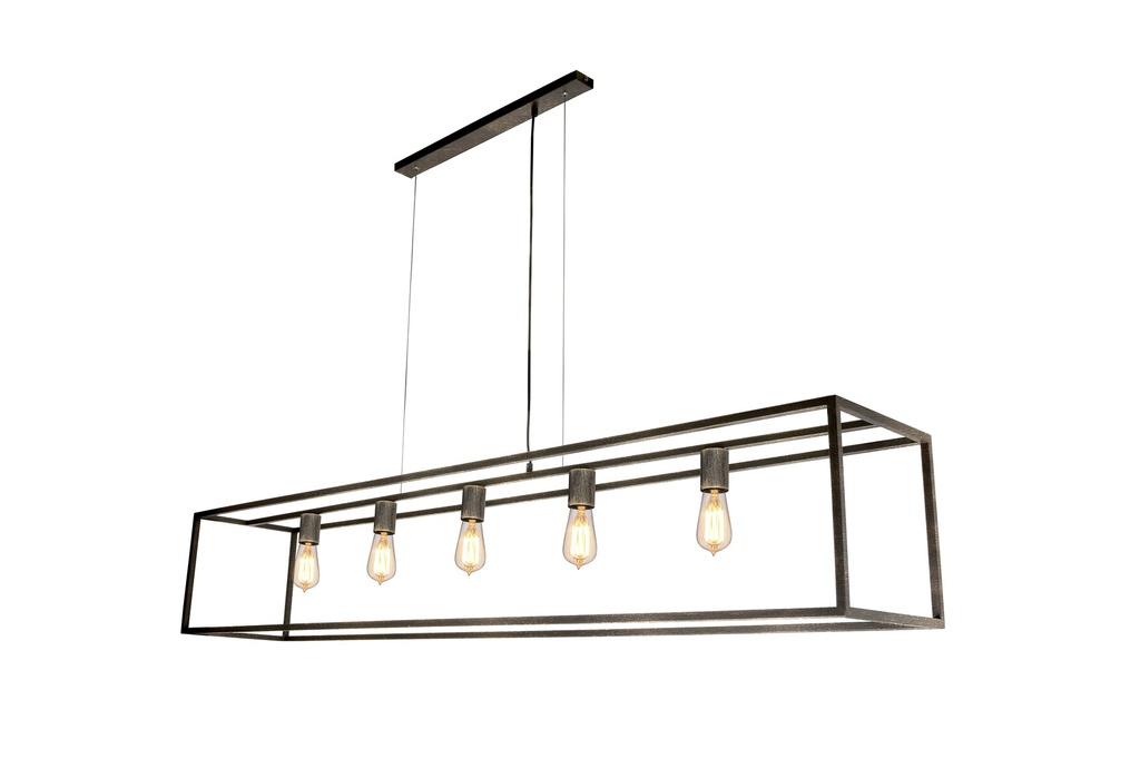 KAGO ruggine pendel rechthoek 5xE27 xl 180cm