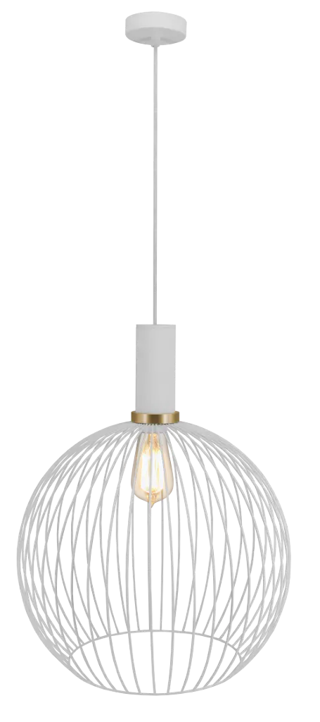 *OONAH 1xE27 D450xH550 Wit / goud + 3m kabel wit stof