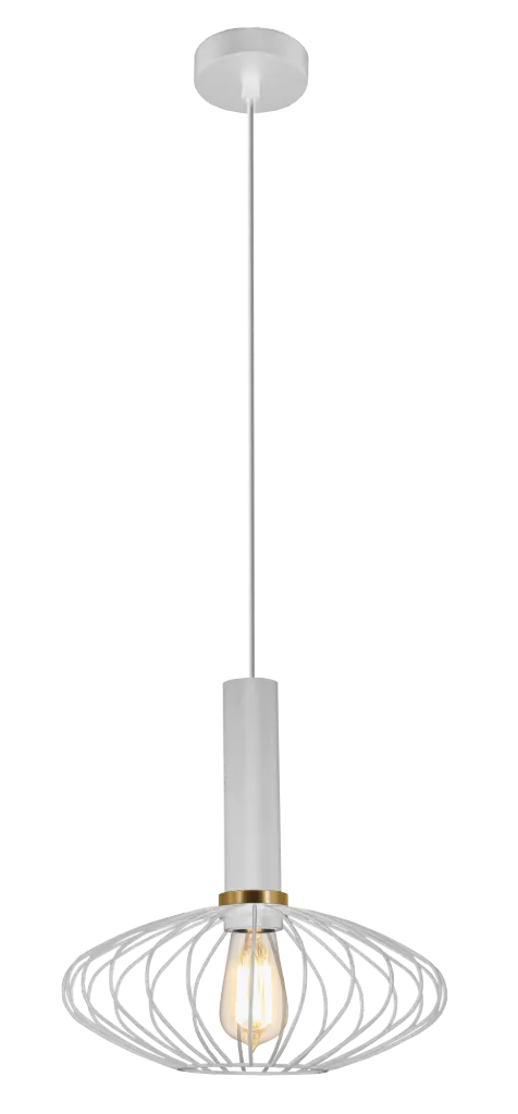 OONAH 1xE27 D290xH300 Wit / goud + 3m kabel wit stof