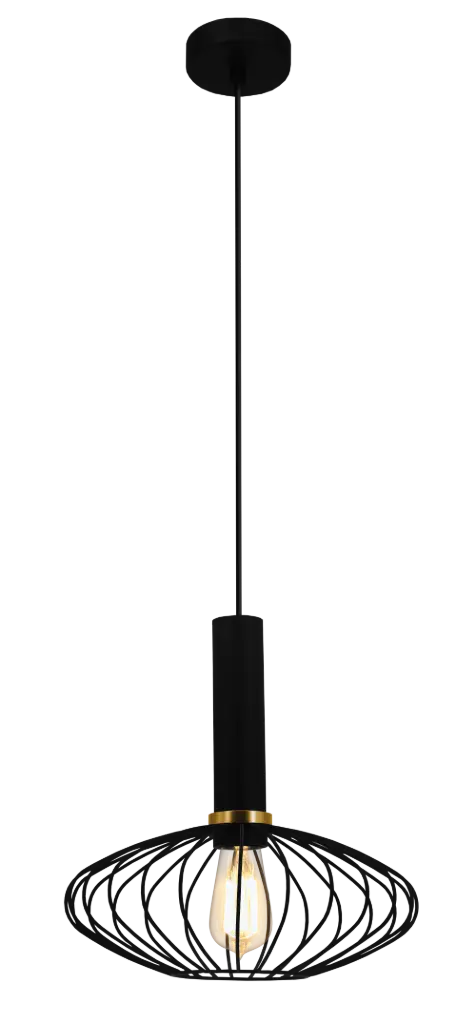 OONAH 1xE27 D290xH300 Zwart / goud + 3m kabel zwart stof