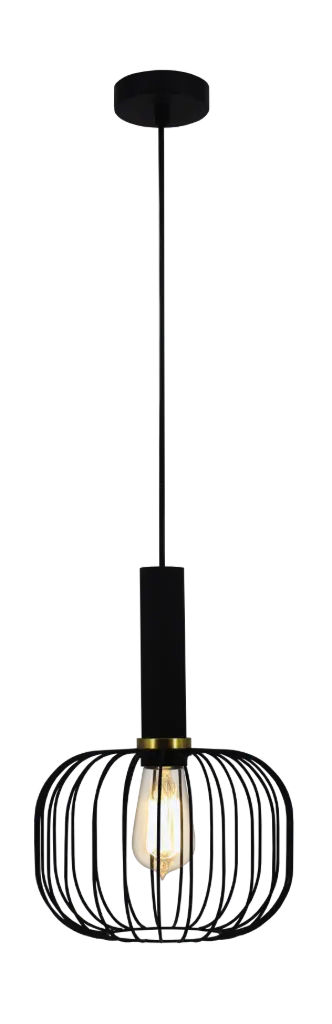 OONAH 1xE27 D250xH360 Zwart / goud + 3m kabel zwart stof