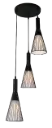 THAN pendel 3x E27 mat zwart + witte kap