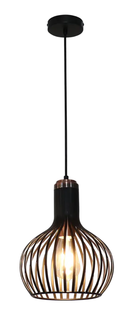 *RAGA 1x E27 pendel zwart + koper Ø23,5cm