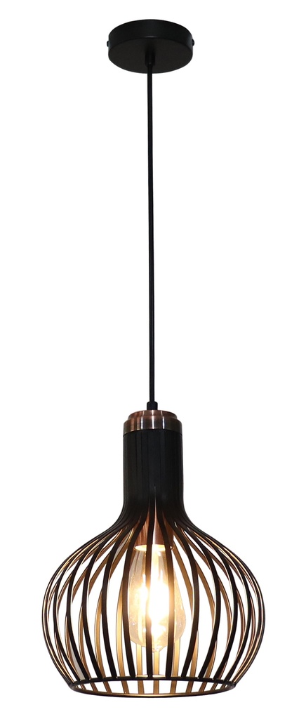 RAGA 1x E27 pendel zwart+koper Ø23,5cm
