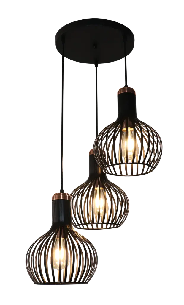 RAGA 3x E27 pendel RD zwart + koper