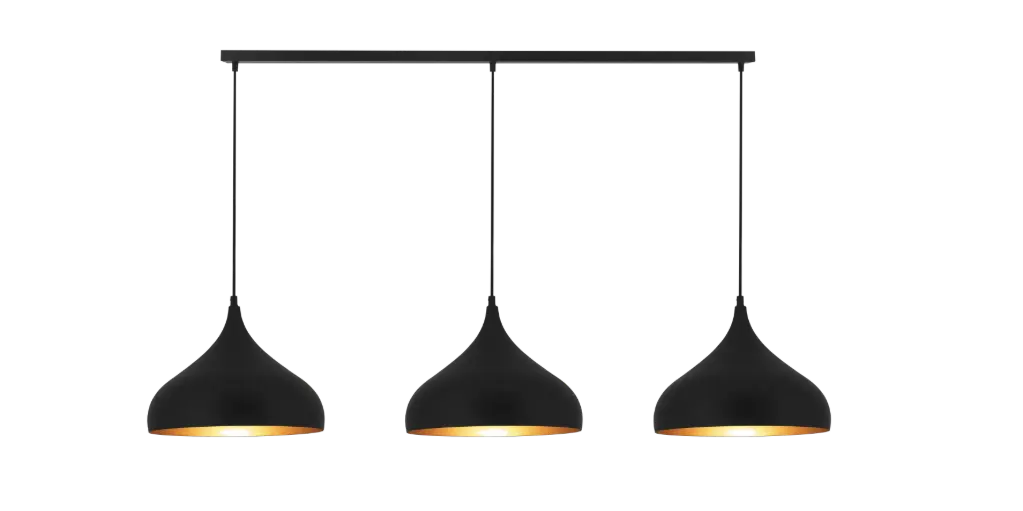 RONIN suspension 120cm, 3xE27 excl, basis zwart, pendel noir / or