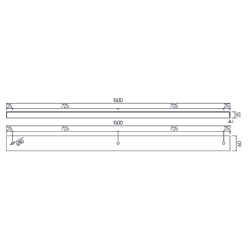 Losse opbouw basis voor pendels 3x, wit, 150cm