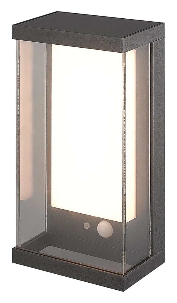 CASAR Wand licht IP65 2W SMD LED 3000K, solar + sensor, zwart