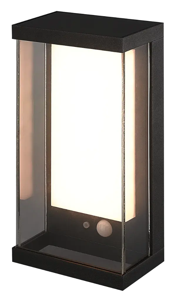 CASAR Wandlicht IP65 2W SMD LED 3000K, solar + sensor, zwart