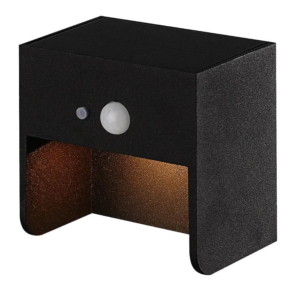 JARDIN Wand licht IP65 2W CREE LED 3000K, solar + sensor, zwart