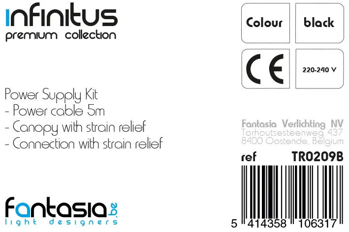 INFINITUS Power supply kit zwart