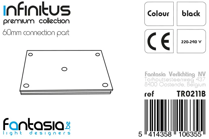 INFINITUS Connectie 60mm zwart