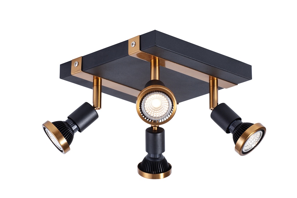 ROBUS 4L sqr GU10 LED 5W dim incl. zwart / brons
