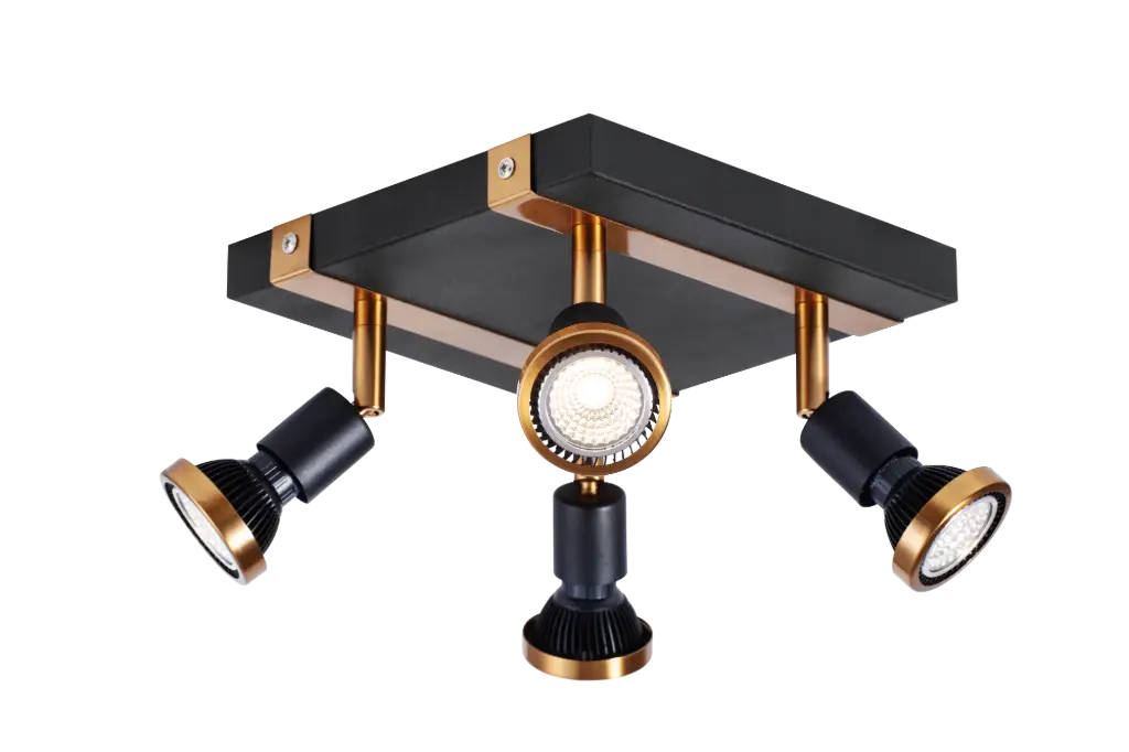 ROBUS 4L sqr GU10 LED 5W dim incl. zwart / brons