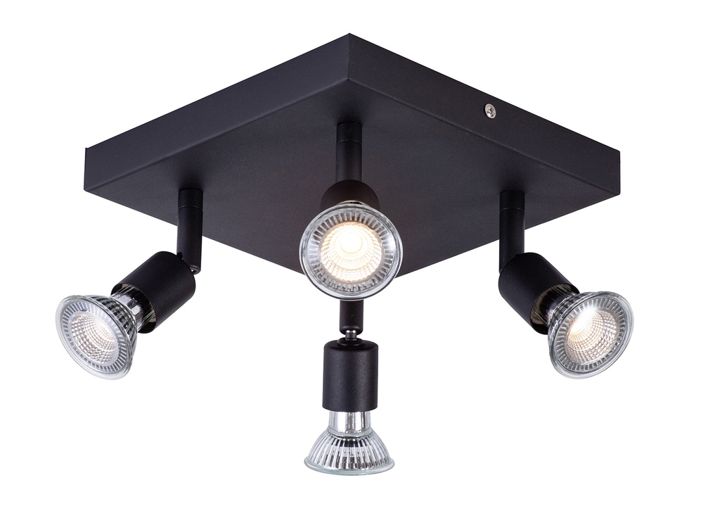 RUNE 4L sqr GU10 LED 4,3W dim incl. zwart