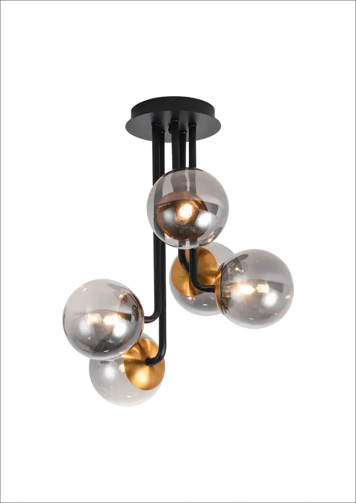 TSURU plafond 5x G9 LED incl. mat zwart/brons