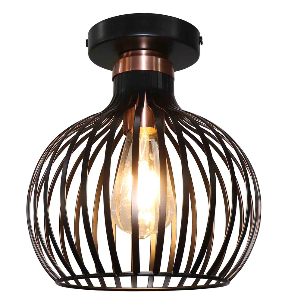 RAGA 1x E27 plafondlamp zwart + koper