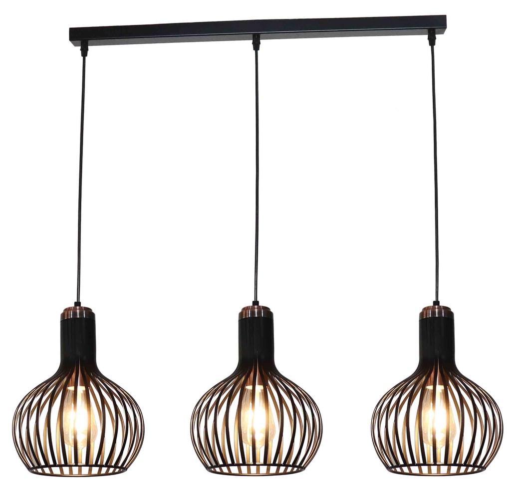 RAGA lustre 3x E27 noir + cuivre