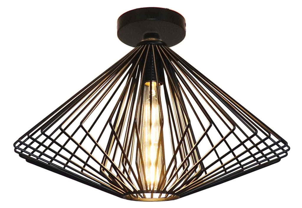 DAXOS 1x E27 plafondlamp zwart Ø48cm