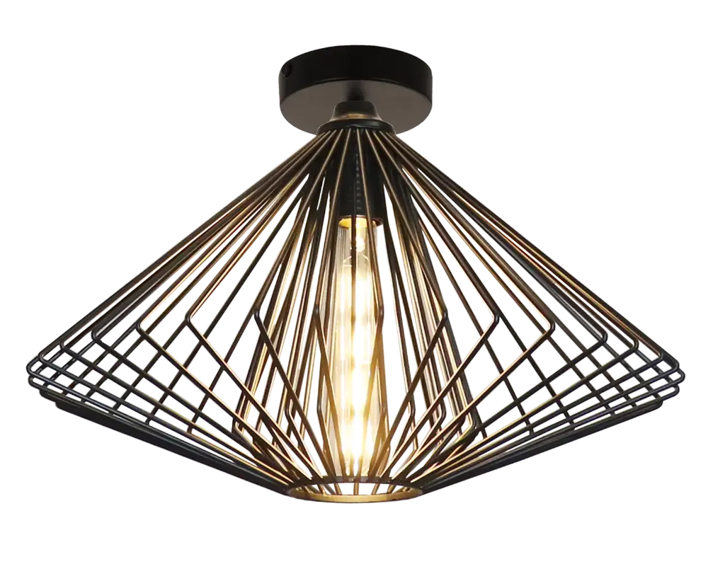DAXOS 1x E27 plafondlamp zwart Ø48cm