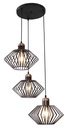SHURU 3x E27 pendel zwart + koper rnd