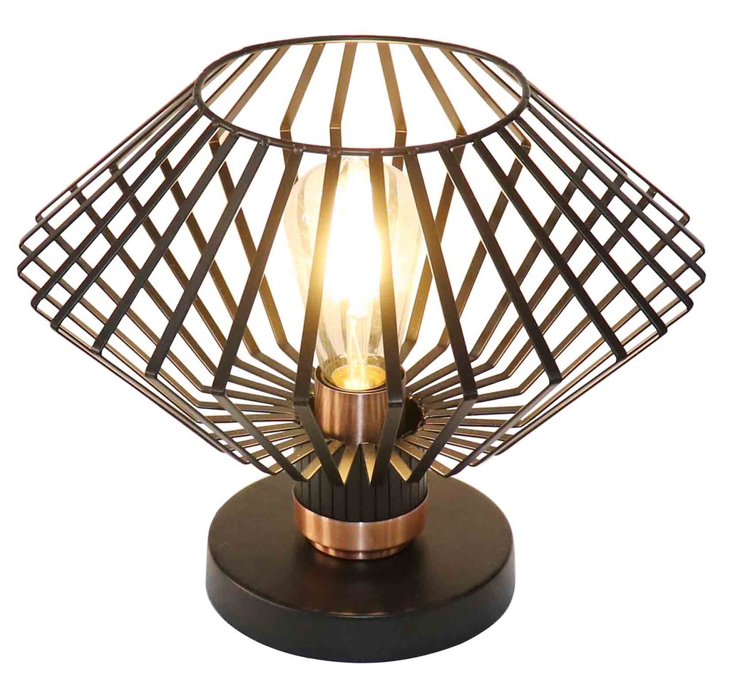 SHURU 1x E27 tafellamp zwart + koper