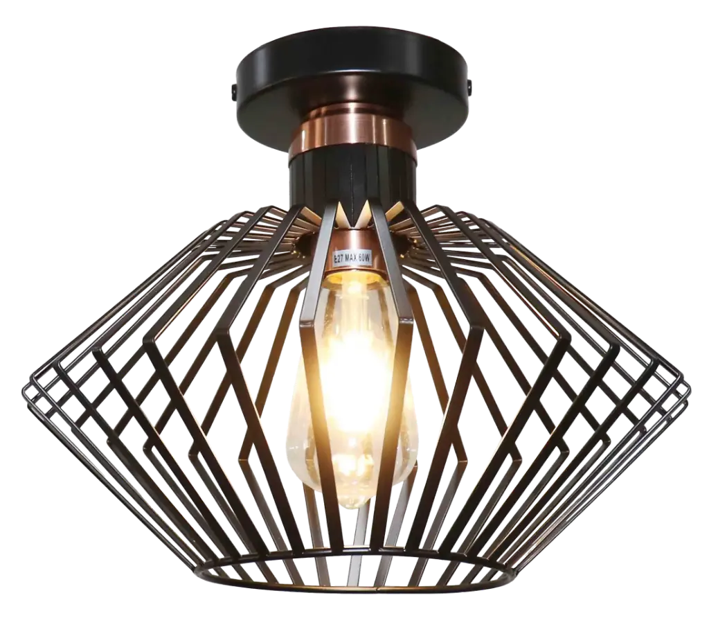 SHURU 1x E27 plafondlamp zwart + koper