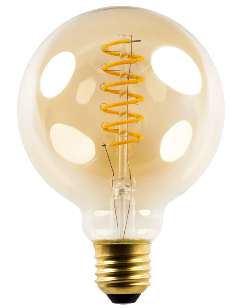 E27 LED Globe Spiral G95 5W Amber 2200K Dimbaar