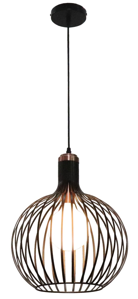 *RAGA 1x E27 pendel zwart + koper Ø35cm